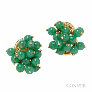 14kt Gold and Aventurine Earclips