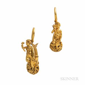 Archeological Revival Gold Earrings