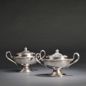 Pair of George III-style Sterling Silver Sauce Tureens and Covers