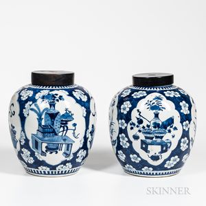 Pair of Blue and White Ginger Jars