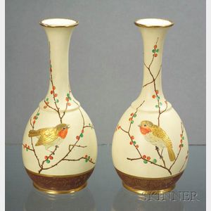 Pair of Wedgwood Ivory Glazed Porcelain Vases