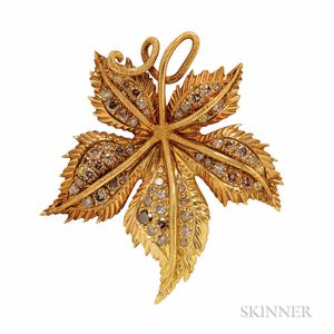 18kt Gold and Colored Diamond Brooch