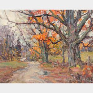 Thomas R. Curtin (American, 1899-1977) Country Lane in Autumn