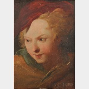 French School, 19th Century Head of a Woman in a Red Cap