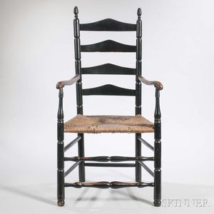 Black-painted Slat-back Armchair