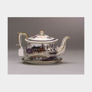 New Hall Porcelain Teapot and Stand