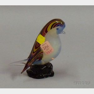 Polychrome Decorated Murano Glass Figure of a Bird.