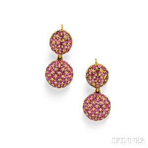 18kt Gold and Ruby Earpendants