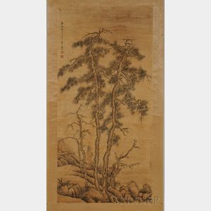 Hanging Scroll Depicting Pine Trees