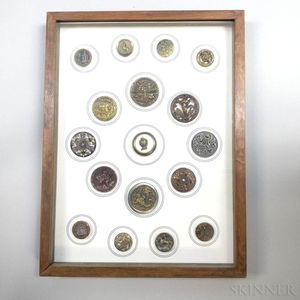 Framed Group of Stamped Metal Buttons