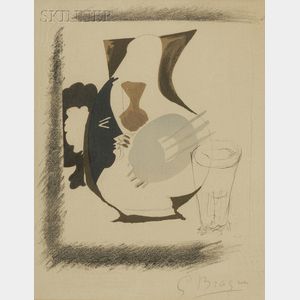 After Georges Braque (French, 1882-1963) Lot of Two Still Lifes: Verre et pichet