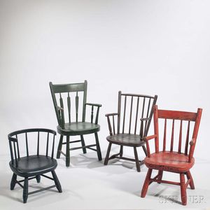 Four Painted Child's Armchairs