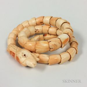 Victorian Carved Shell Coiled Snake Bracelet