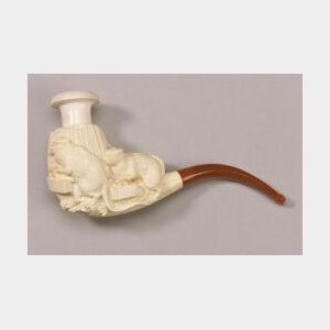 Meerschaum Pipe Carved with &#34;Wind in the Willows&#34; Scene
