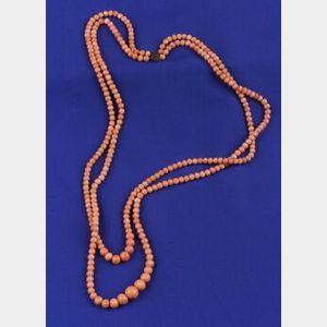 Double Strand Coral Bead Necklace