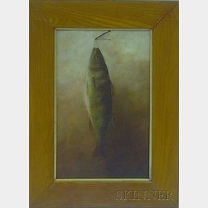 Framed Oil on Board Portrait of a Caught Trout