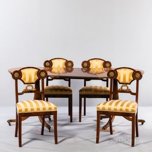Swedish Mahogany Dining Table and Four Dining Chairs