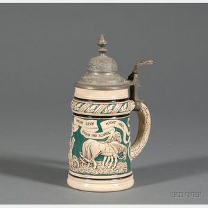 German Anti-Semitic Pottery and Pewter Mounted Stein
