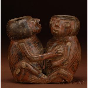 Pre-Columbian Painted Pottery Erotic Couple