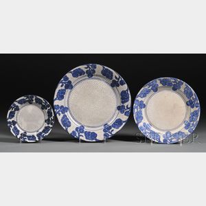 Three Dedham Pottery Grape Plates