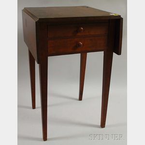 Federal Drop-leaf Two-drawer Work Table with Tapering Legs.