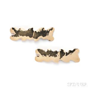 Pair of 14kt Gold Hammered Barrettes