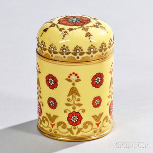 Jeweled Coalport Porcelain Matchbox and Cover
