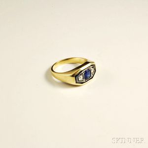14kt Gold, Diamond, and Sapphire Ring