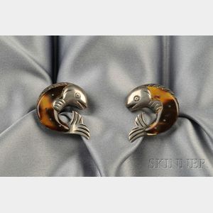 Mexican Sterling Silver and Tortoise Cuff Links, William Spratling