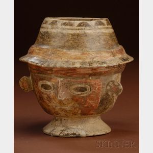 Pre-Columbian Painted Pottery Portrait Cup