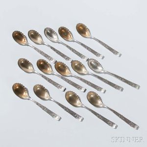Fourteen Tiffany & Co. "Vine" Pattern Sorbet Sterling Silver Spoons