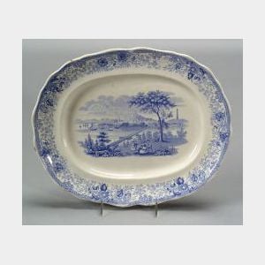Blue and White Transfer Decorated Staffordshire Small Platter