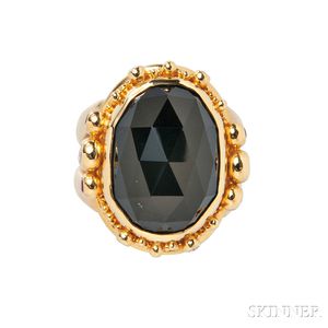 Black Tourmaline, Ruby, and Diamond Ring, Zaffiro
