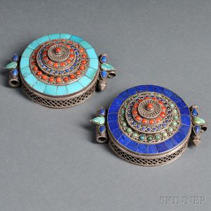 Two Inlaid Silver Amulet Boxes, Gau