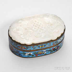 Hardstone Plaque on Cloisonne Covered Box