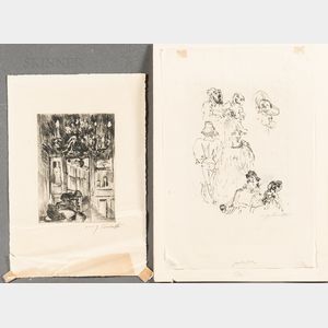 Lovis Corinth (German, 1858-1925) Two Prints: Skizzen (Sketch)