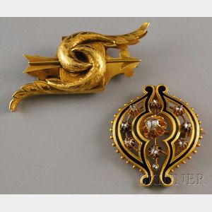 Two Antique Gold Brooches