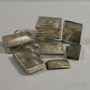 Seven Sterling Silver and Silver-plated Boxes and Cases