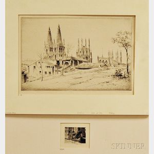 John Taylor Arms (American, 1887-1953) Two Unframed Etchings: Burgos