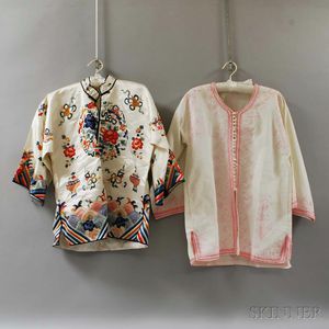 Chinese Embroidered Silk Jacket and a Burmese Embroidered Cotton Jacket. 