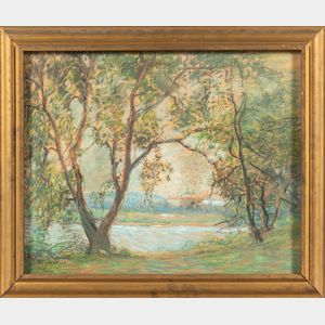 Arthur Clifton Goodwin (American, 1866-1929) Summer Pond View through the Trees