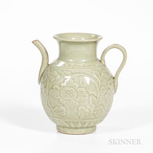 Yaozhou-style Celadon-glazed Stoneware Ewer