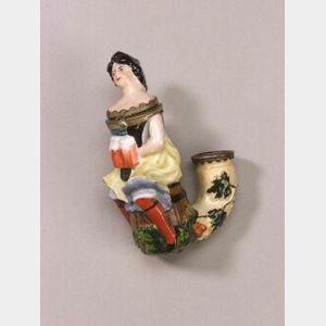 Figural Ceramic Beer Hall Girl Pipe