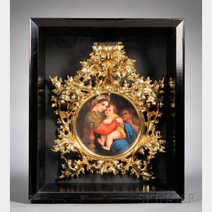German Painted Porcelain Plaque After Raphael's Madonna della Sedia