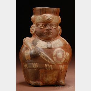 Pre-Columbian Painted Pottery Warrior Vessel