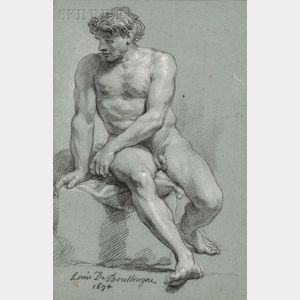 Louis Boullogne the Younger (French, 1654-1733) Seated Male Nude Twisting to His Right