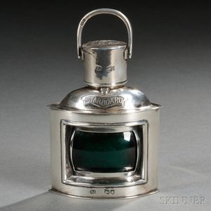 Victorian Novelty Ship's Lamp-form Sterling Silver Table Lighter