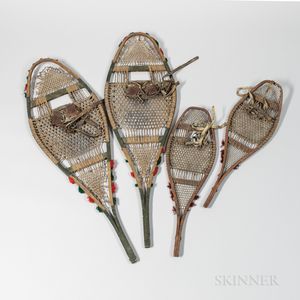 Two Pairs of Northeast Wood and Rawhide Snowshoes