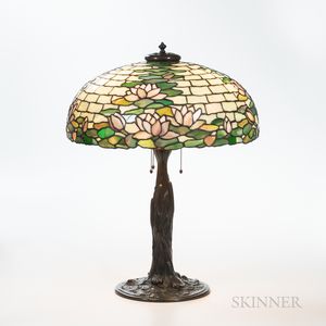 Duffner & Kimberly Table Lamp with Water Lily Mosaic Glass Shade