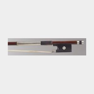 French Silver Mounted Violin Bow, c. 1850, attributed to Domenique Peccatte